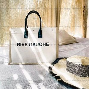 Lüks tasarımcı Kadın çanta Rive Gauche Tote alışveriş klasik çanta çanta Tote moda keten Büyük Plaj çantaları seyahat Crossbody Omuz tatil Cüzdan Cüzdanlar