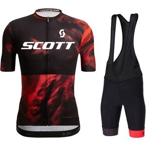 Erkek Bisiklet Jersey Scott Takımı Yaz Kısa Kollu MTB Bisiklet Gömlek Bib Şortları Takım Nefes Alabilir Yol Bisiklet Kıyafetleri Yarış Giysileri Y22070101