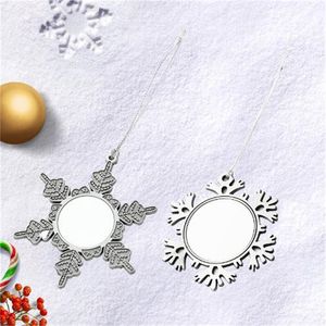 Großhandel Sublimation Weihnachten Schnee Dekorationen 1,5 Zoll DIY einseitige Sub Ornamente Wärmeübertragung Weihnachtsmann Baum Anhänger Home Party Geschenke für Familie A12