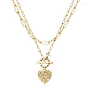 Ketten Jakoso Gold initiale Schichtpapierklammerketten Halsketten für Frauen Herzbrief graviert Pendan Chork Halskette Geschenke Godl22