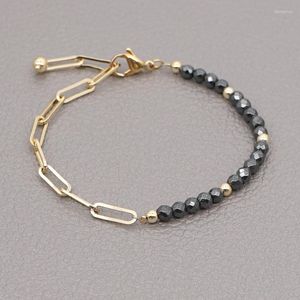 Charm Bracelets Go2Boho Hematite Stone Adjustable Gold Color Chain Bracelet For Women Trendy Jewellery Stainless Steel Chains Pulseras Kent2