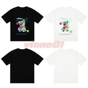 夏のカジュアルTシャツレディースラウンドネックスマイルフェイスプリントティーメンズ半袖TシャツサイズXS-L