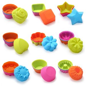 36PCS/Set Baking Moulds Silicone Cupcake Liners Reusable Baking Cups Non Stick Muffin Molds Easy Clean Dishwasher Safe XBJK2206