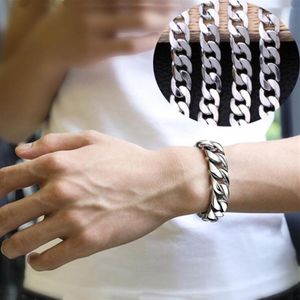 Titanium steel Charm bracelet men s mm wide platinum plated snake bone watch chain for boyfriend gift jewelry276d