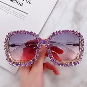 Sunglasses Vintage Oversized Square Colorful Diamond Women Crystal Fashion Sun Glasses Rhinestone Shades UV400