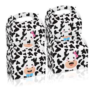 Embrulho de presente 4pcs crianças fazenda leite vaca animal de aniversário revelação de festas bolsa de embalagem caixa portátil box chuveiro de chá de bebê