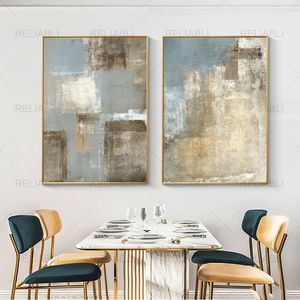 Modern Wall Art Vintage Grey and Beige Canvas Painting Abstract Posters and Prints Home Hanging Picture Wall Decor No Frame