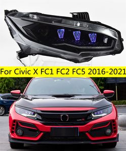 Bilkastare för Civic X FC1 FC2 FC5 20 16-2021 LED Diamond-strålkastare DRL Dynamiska Turn Signal Lamp Accessories Monteringsuppgradering