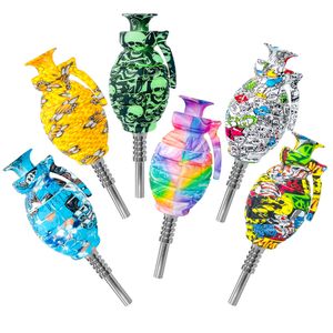 Color Printing Silicone Nectar Collector Smoking Accessories with 14.4mm Stainless Steel tip smoke pipe smoke accessory dab oil rig