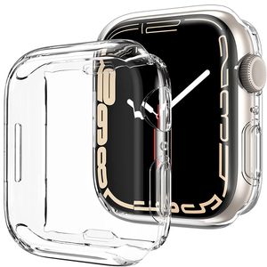 Klare TPU-Hülle für Apple Watch Series 7 45 mm 41 mm iwatch, transparente Kristall-Voll-TPU-Softcover