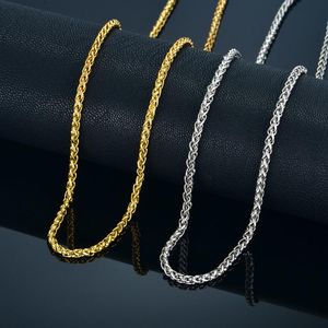 Chains Mens Gold Chain Necklace For Men/Women Jewelry 20" 23" 26" Color Stainless Steel Rope Necklaces Male CollierChains