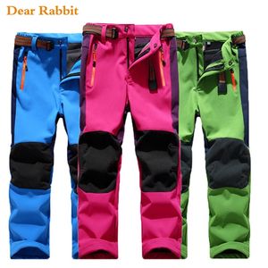 windproof waterproof children outdoor kids pants boys girls soft shell pants warm teensclimbing pants sweatpants enfant LJ201127