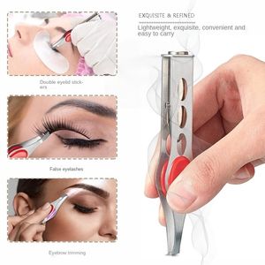 Sublimation Hand Tools With LED Lamp Clip Eyebrow Tweezers Makeup Beauty Tools Hair Removal Clamp Mini Light Delicate Trimming