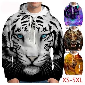 Mens Fashion Hoodies Sweatshirt Tiger 3D Printed White Black Hooded Casual Cool Sudaderas Hombre 201127