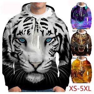 Bluza z kapturem męską Tiger 3D Print Białe czarne z kapturem swobodne fajne sudaderas hombre 201127