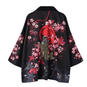 Ethnische Kleidung Druck Japanische Männer Frauen Strickjacke Traditionelle Kimonos Kimono Yukata Asiatische Kleidung Dünnes lässiges lockeres Sommerhemd XXLEthnisch