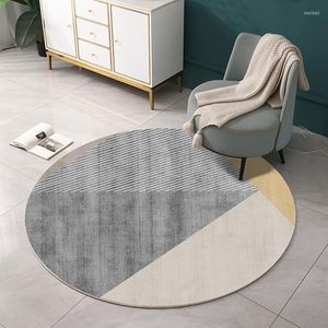 Carpets Nordic Round Carpet Simple Geometric Child Kid Room Area Rug Soft Fluffy For Bedroom Decoration Study Office Chair Mat