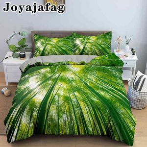 Natural Green Bamboo Pedding Zestaw dla dorosłych królowy król pojedynczy podwójna kołdra Zestawy łóżka mikrofibry