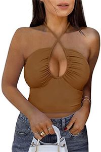 Women's Tops & Tees summer sexy cross neck Y2K backless vest crop top