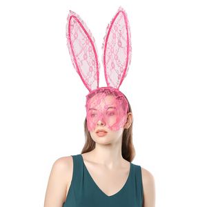 Halloween Lace Bunny Girl Hair Band Party Masks Veil Cover Bunny Nightclub Cute Ears Headband Birthday Performance Accessories Headdress Festive Supplies
