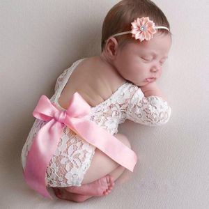 Clothing Sets Born Pography Props Baby Girl Lace Romper White Pograph Overalls Princess Big Bow Clothes Po OutfitClothing