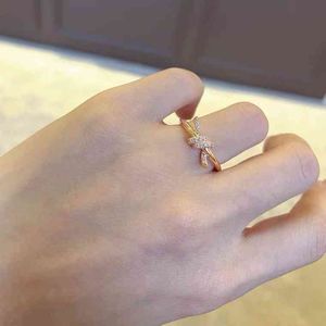 A9DA T knot series RING Sterling Silver Plated K Gold Diamond Set rose gold hand jewelry