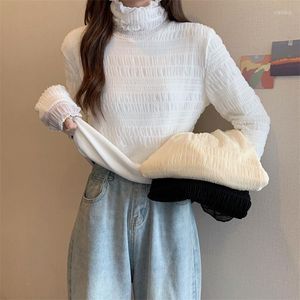 Women's Sweaters Beautiful Lace Bottomed Blouse Autumn And Winter Foreign Style With 2022 Fashion Small High Collar White Long