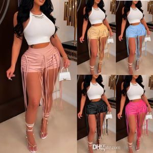 Frauen Sexy PU Leder Hosen Mode Leder Seil Gewebt Niedrigen Taille Quaste Shorts 2022 Sommer Neue Produkte