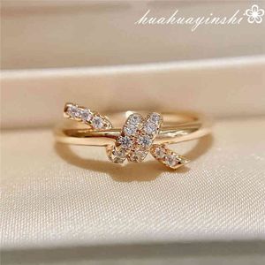 Rose Gold Knot Knot Diamondring Vrouwelijke knoop Sterling Silver Minderheid Design Fashion Light Luxe