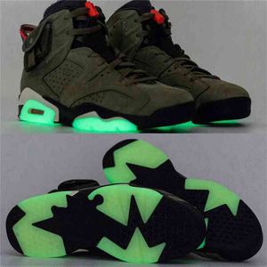 2022 Hottest Authentic x 6 Cactus Jack Medium Olive GLOW IN THE DARK Army Green Suede 3M Man Athletic Shoes Trainers Sneakers
