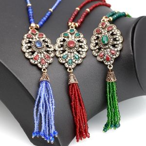 Подвесные ожерелья Neovisson Turkish Beadclace для женщин натуральный каменный цепь цепь антикварные золотые кисточки свадебные украшения