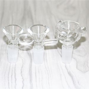 Rökning Glas Slide Bowl Dry Herb Oil Burners Tobaksskålar med handtag 14mm 18mm hane