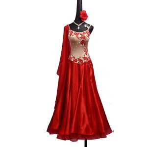 Bühnenkleidung Sexy Modern Dance Kleider für Damen Rot Professionelles Kleid Frauen Feminine Latino Ballsaal Wettbewerbskostüme B203Stage StageSt