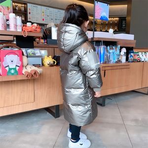 Olekid Russian Winter Children Girls Down Jacket Hooded Long Silver Boys Outerwear Coat 2〜12歳の子供10代の女の子パーカーLJ201130