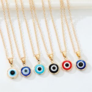 Модные цвета злые глаза подвесной ожерелье Турецкие глазные цепи Коневые ожерелья Клавицель Цепи для женских украшений