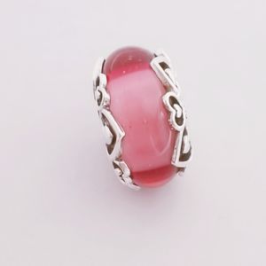 Enthüllen Sie Ihre Liebe, rosa Murano-Glas-Charm, 925er Silber, Pandora-Charms für Armbänder, DIY-Schmuckherstellungs-Sets, lose Perlen, Silber, Emaille, klare CZ, Großhandel 791159C00