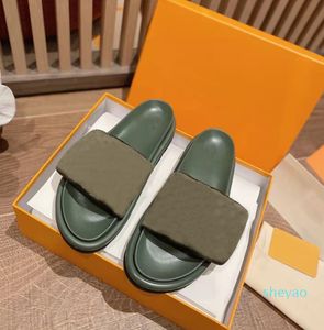 Komfortdesigner tofflor Fashion Slides Lady Nylon Slipper Summer Vibrant Sandals Sunset Flat Role Outrole Slipper