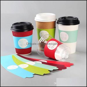 Imballaggio Carta Ufficio Scolastico Affari Industriale 100 Pezzi Manicotto usa e getta per tazze Cartone bianco Caffè Tè Succo Misura regolabile Cu