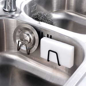 Wholesale Stainless Steel Sink Sponges Holder Self Adhesive Drain Drying Rack Kitchen Wall Accessories Storage Organizer 220711