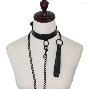 Chokers dziewczyna o-rund seksowne wegańskie choker punkowy harajuku goth obroża łańcuch trakcji naszyjnik skórzana niewoli kobiet cosplay impreza biżuteria