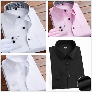 Men's Casual Shirts Handsome And Business Long Sleeve For Men One Chest Pocket Checkered Collar Smart Male Social Splicing ProcessMen's Men'