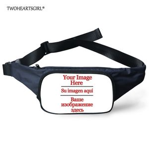 TWOHEARTSGIRL Custom Waist Bags Women Fanny Pack Female Belt Bag Custom Men Waist Packs Chest Phone Pouch 201118