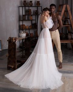 Julie Vino Bohemian 2022 Abito da sposa in tulle Manica lunga Sweetheart Paillettes Beach Boho A Line Abiti da sposa Backless vestido de no255w