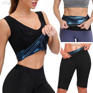 Body Shaper Set Gilet per sauna per il sudore Pantaloni termici dimagranti Cintura fitness Cintura per il controllo della pancia Allenatore modellante Fascia per allenamento Canotta L220802