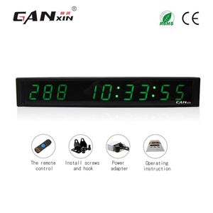 Ganxin1 inch cijfers LED wandklok groene kleur led dagen uur minuten en