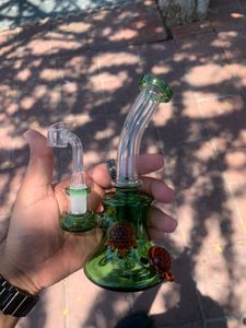 beaker base oil rigs vetro spesso acqua bong narghilè smokign pipe recycler dab bog con banger 14mm