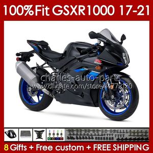 Corpo OEM per SUZUKI GSXR 1000 CC GSXR1000 K17 17-21 Carrozzeria 146No.123 GSXR-1000 1000CC 2017 2018 2019 2020 2021 GSX-R1000 17 18 19 20 21 Iniezione carenatura blu nero piatto