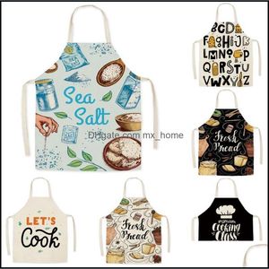 Aprons Home Textiles Garden Printed Kitchen Cooking Baking Sleeveless Polyester For Women Man Fashion Dining Restaurant Work Clothes 65X75