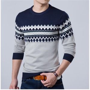 Autumn Fashion Brand Casual Sweater O-Neck Slim Fit Knitting Mens Striped Sweaters & Pullovers Men Pullover Men XXL 220815