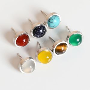 Natural Crystal Stone Silver Plated Stainless Steel Stud Handmade Earrings Party Club Fashion Jewelry For Women Girl